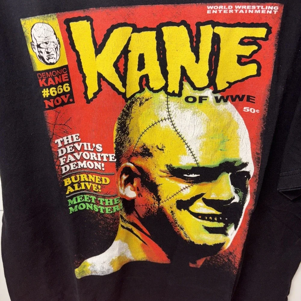 WWE Kane The Devil's Favorite Demon‎ Shirt Size XL Black WWF Wrestling 2008 Rare